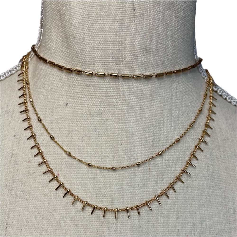 Triple Strand Gold Tone Necklace NWT